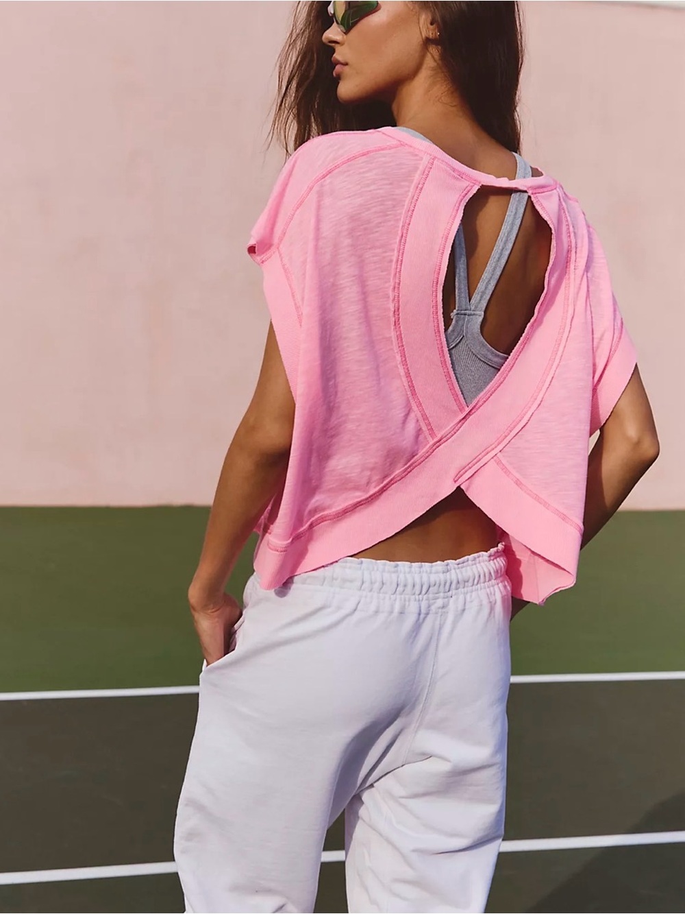 Free People Movement New Women's My Time Tee Pink Lemonade